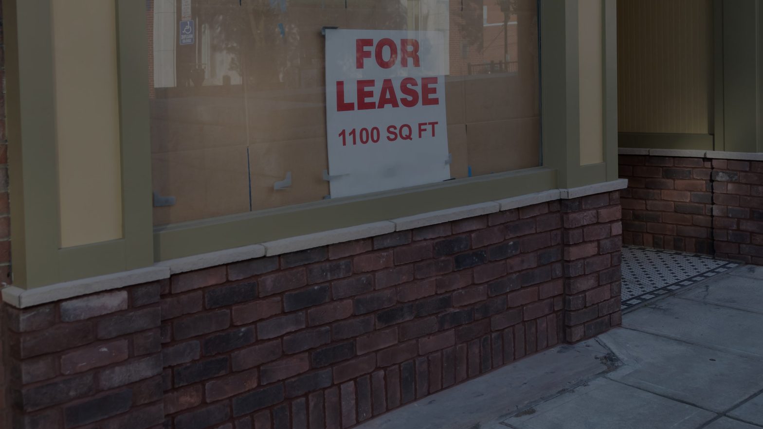 For lease sign in shop window